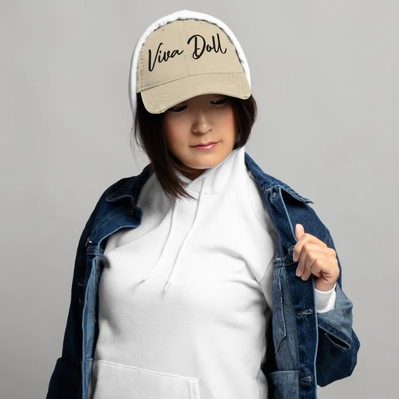 Viva Koutour Cosmetics Viva Doll Tan Hat distressed dad hat