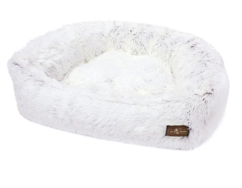 Found My Animal Arctic Shag Napper Bed in soft furry fabric with raised bolsters