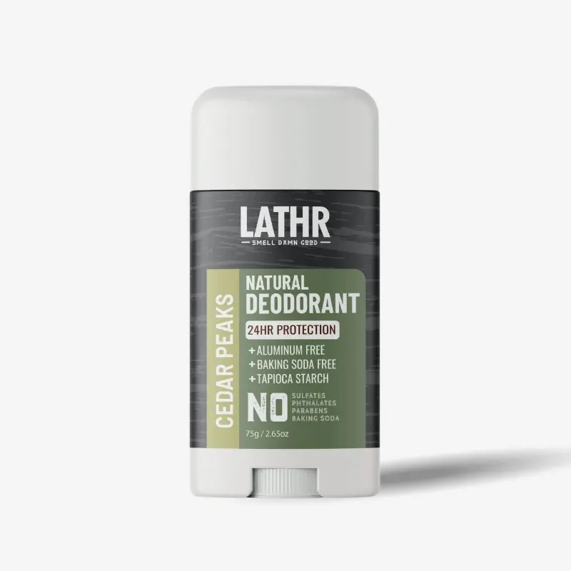LATHR Natural Deodorant Cedar Peaks in eco-friendly push-up container