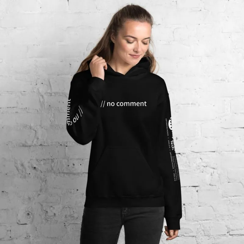 MyHackerTech // no comment Unisex Hoodie sleeve and front design
