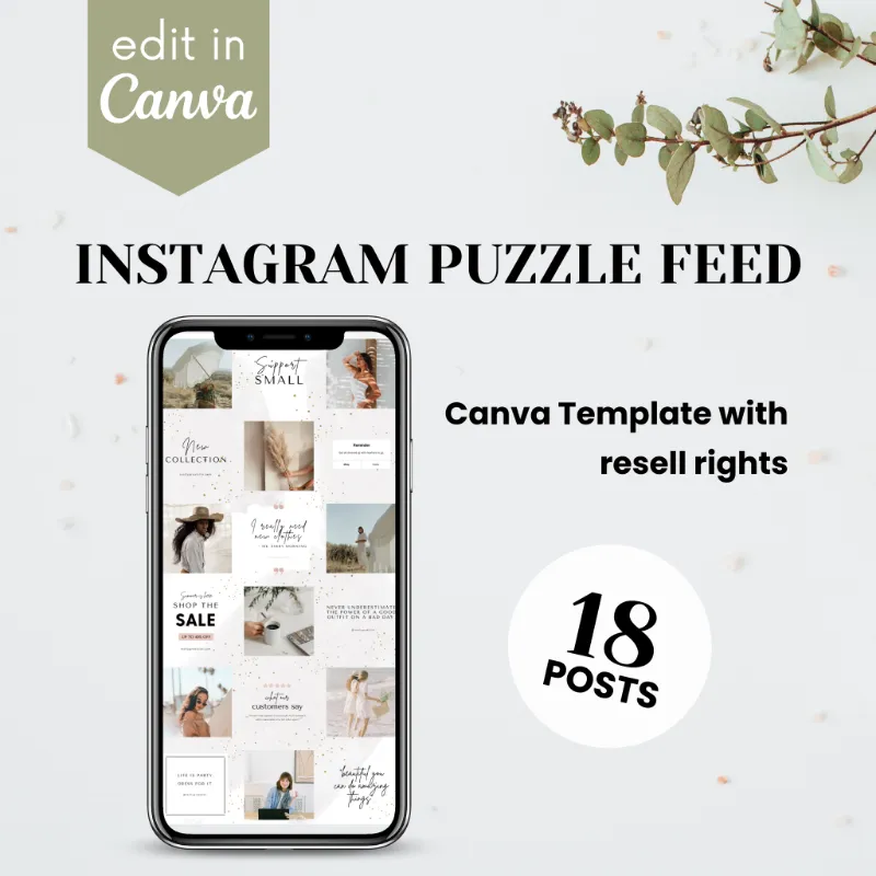 Purpose PLR Instagram Puzzle Feed Templates showing sample grid layout design