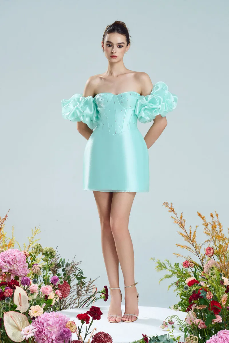 Kalisa Julep Off Shoulder Mini Dress with Puff Sleeves