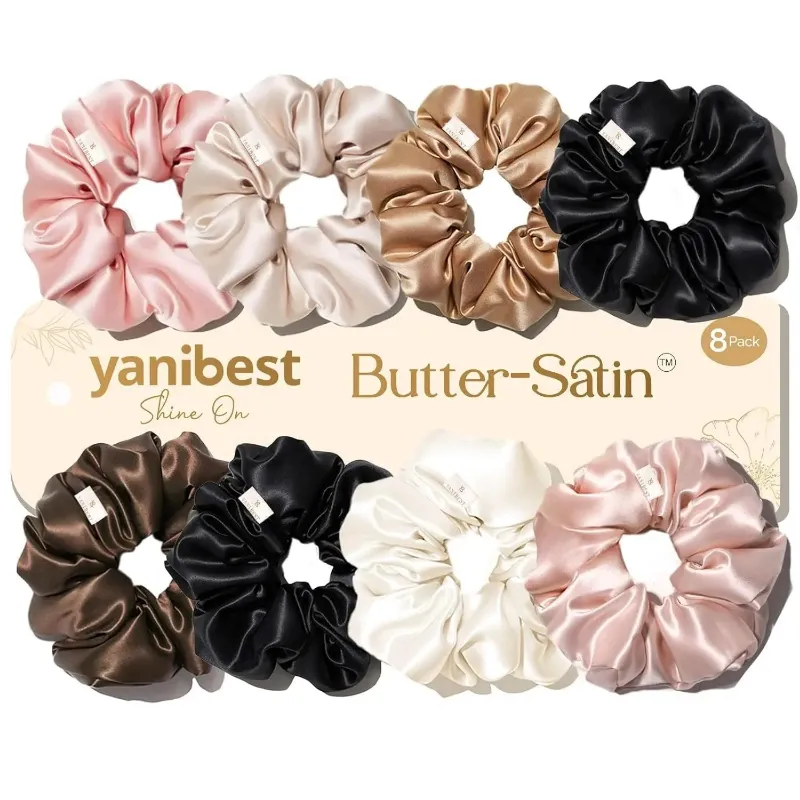 Yanibest Butter Satin Scrunchie 8 in 1 set in Colorful shades