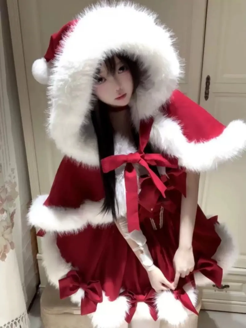 Koruraclub Christmas Princess Lolita Cape Dress CO33 with hooded cape