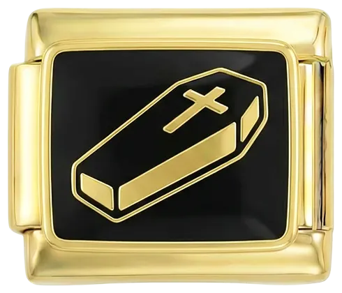 Charms Official black coffin charm on gold base for bracelet