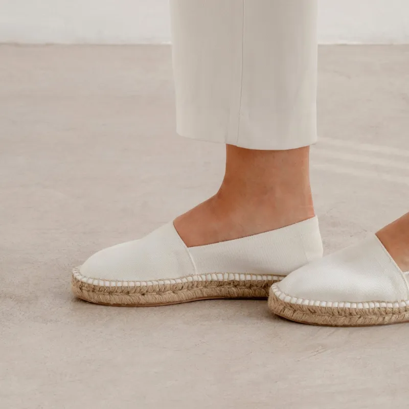 BIANKINA Mila Sustainable, Eco Friendly, Vegan Canvas Espadrille Flats in white organic cotton