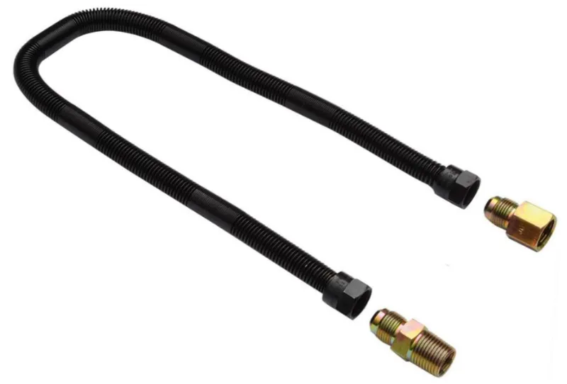 GrillPartsReplacement 1/2 inch OD x 3/8 inch ID 24 inch flexible gas line connector kit for fire pit
