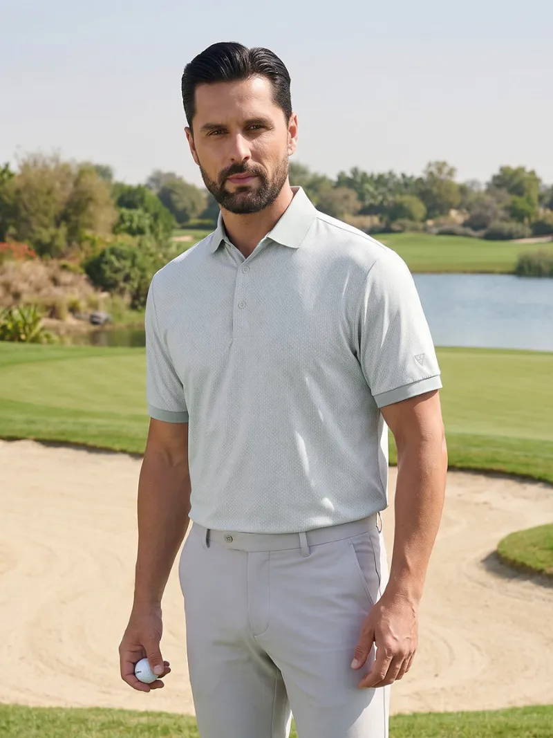 Maelreg Golf Moisture Wicking Jacquard Golf Shirts on the course