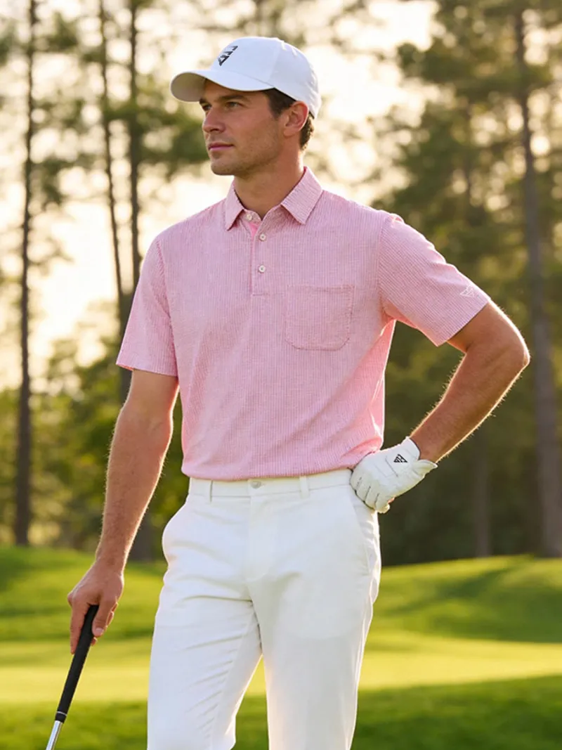 Maelreg Golf Elegant Performance Jacquard Polo with textured pattern
