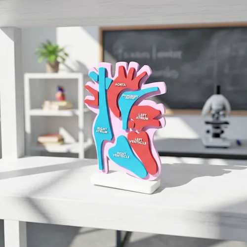 Fun House Toys Heart Anatomy Puzzel Model 3D assembled heart on stand for STEM education