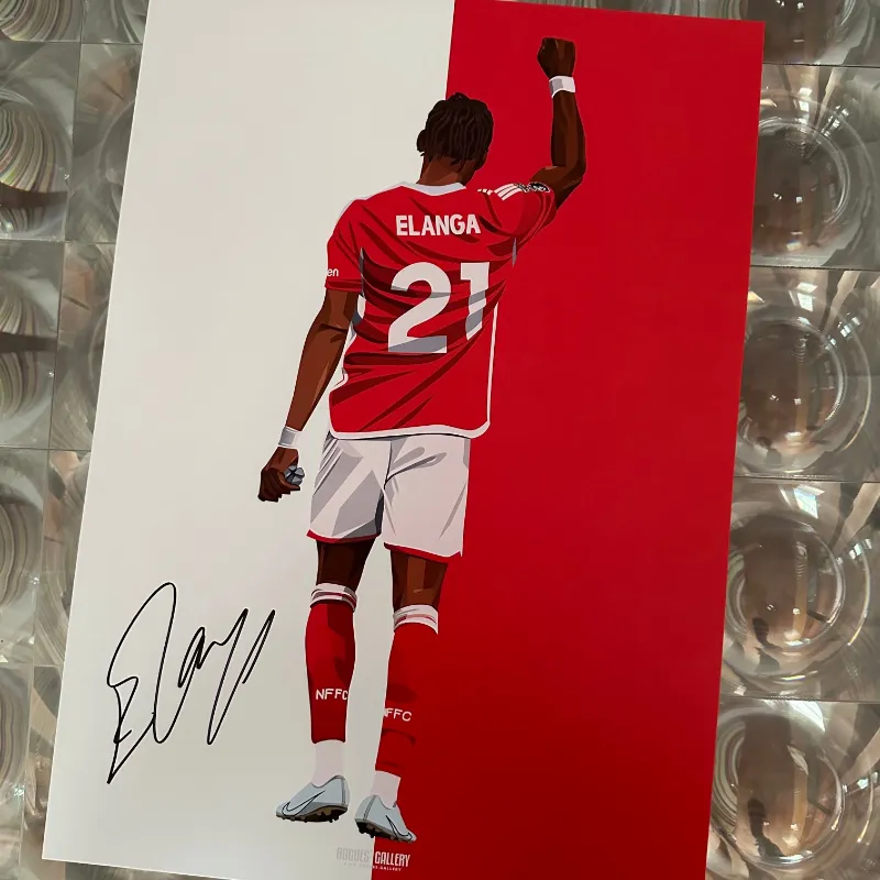 Rogues Gallery Anthony Elanga: Salute signed print, red and white design
