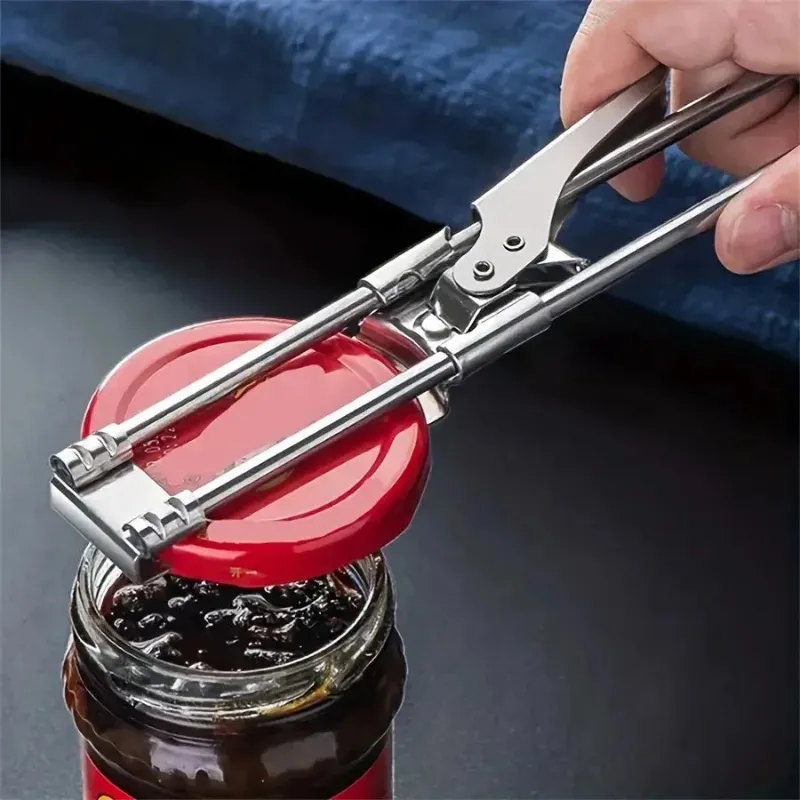 Kicklo Adjustable Multi-Function Jar Opener with stainless steel grip and ergonomic handle
