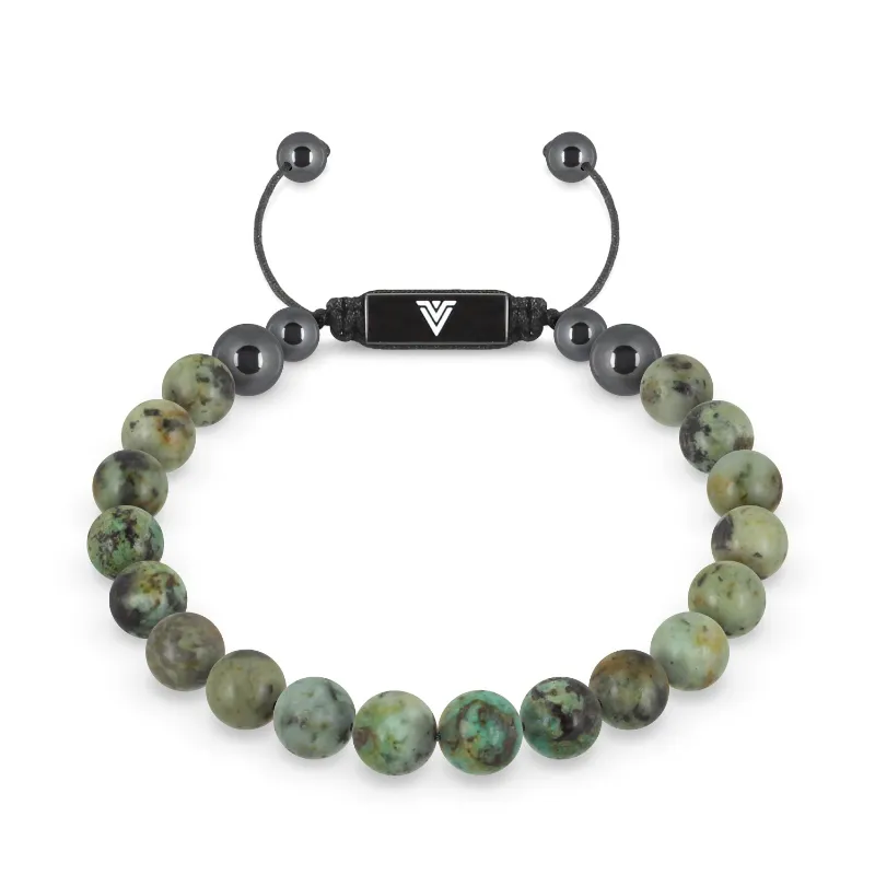 VOLTLIN African Turquoise Shambala Bracelet with turquoise beads on black nylon cord