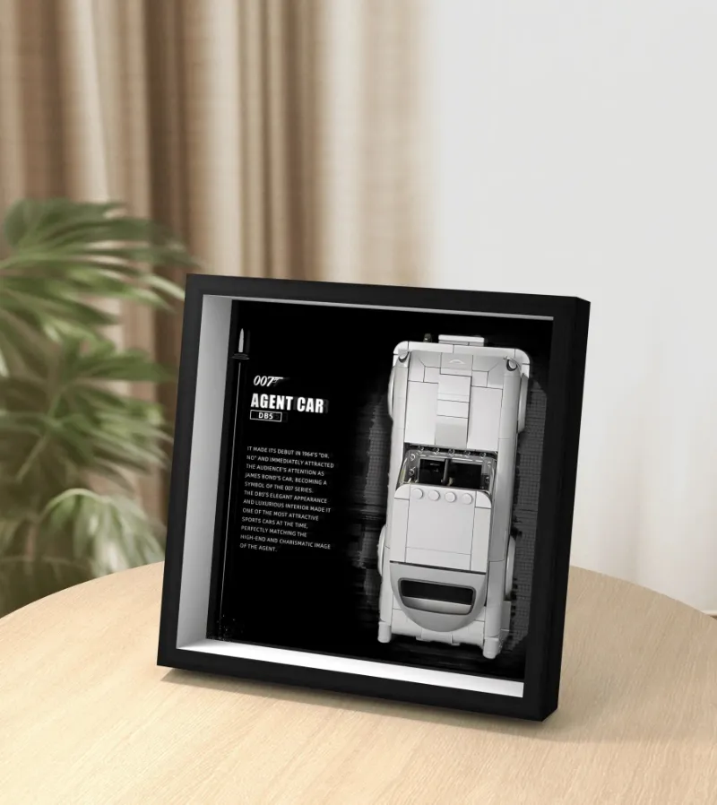 ICUANUTY Display Car Frame for Lego Speed Champions Aston Martin DB5 Sports Car 76911, mirrored wall display