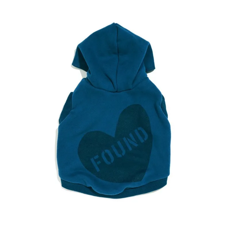 Found My Animal Big Full Heart Animal Hoodie in blue with navy heart print for dogs