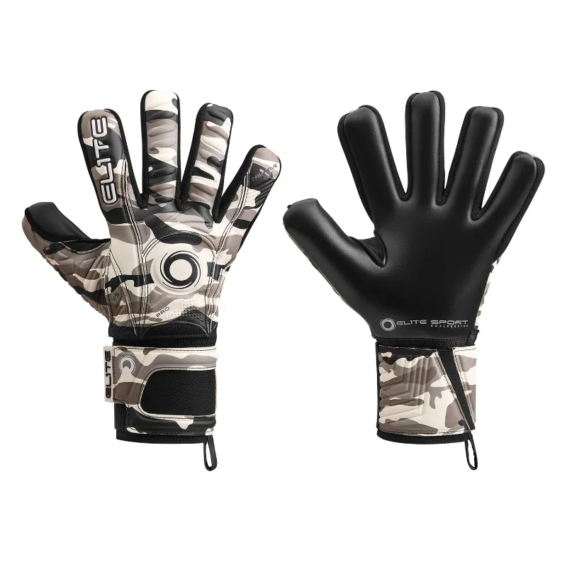 EliteSportUSA Elite Combat N 2025 - 2026 Goalkeeper Gloves showing palm grip and finger support