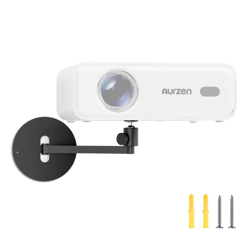 Aurzen PJ004PM Adjustable Wall Projector Mount attached to a wall with a projector