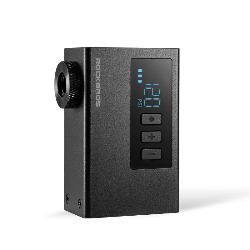 RockBros US AS240 PRO Mini Electric Bike Pump with digital display and aluminum body