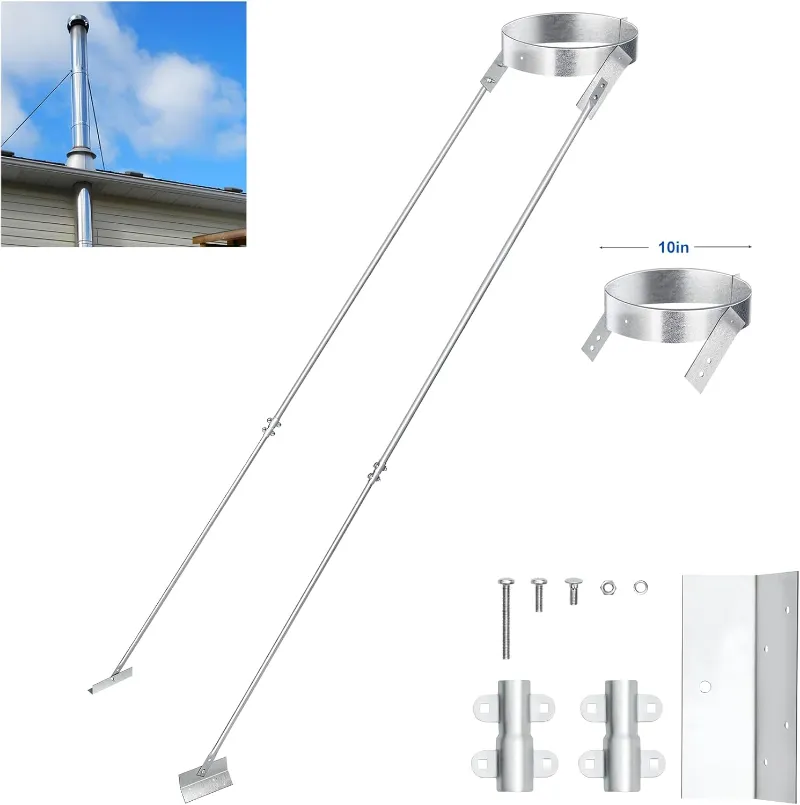 GrillPartsReplacement 10 inch Extended Roof Bracket for DuraVent Triple Wall chimney pipe