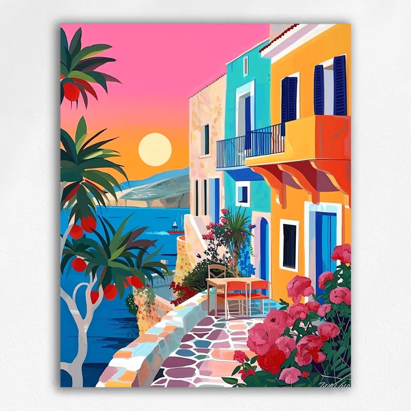 Maikoo Art Beautiful Sea View Paint by Numbers kit showing coastal scene design
