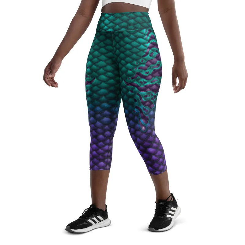 Sereia Guardiã Obscura Yoga Capri Leggings with high waistband