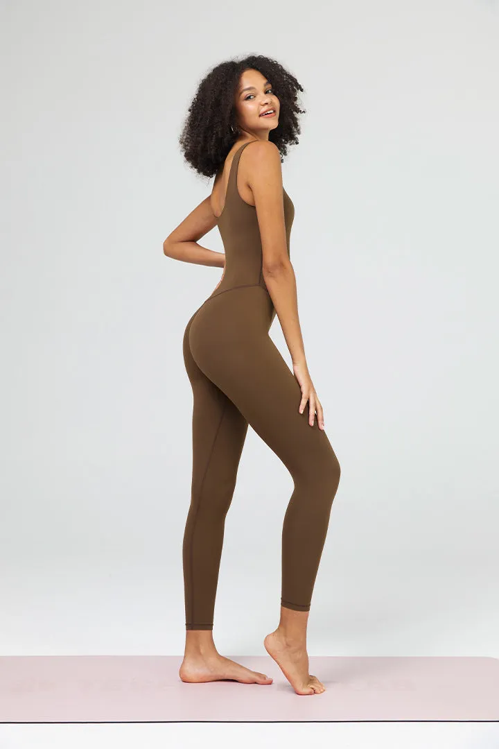 SALTUM FlexEase™ Women's Yoga Jumpsuit, body-contouring one-piece activewear with built-in bra