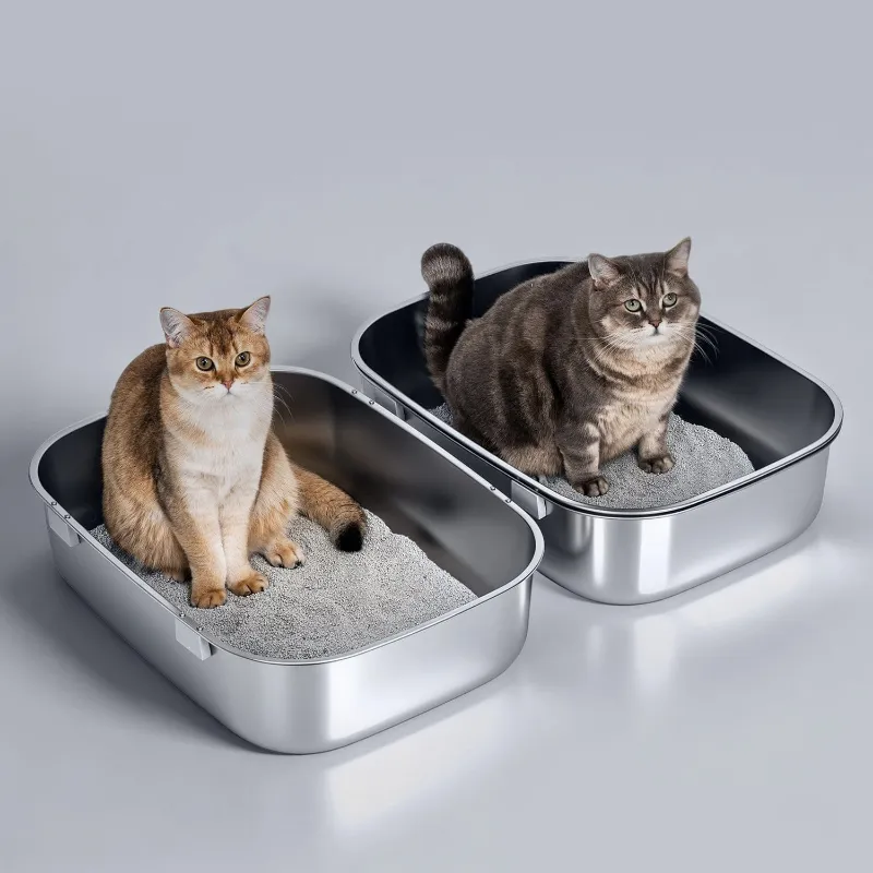 Furrbby Triple-Tray XL Stainless Steel Sifting Litter Box large box