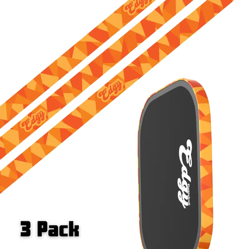 SLYCE Sport Abstract Orange Edge Tape 3 pack pickleball paddle edge tape with bright abstract pattern