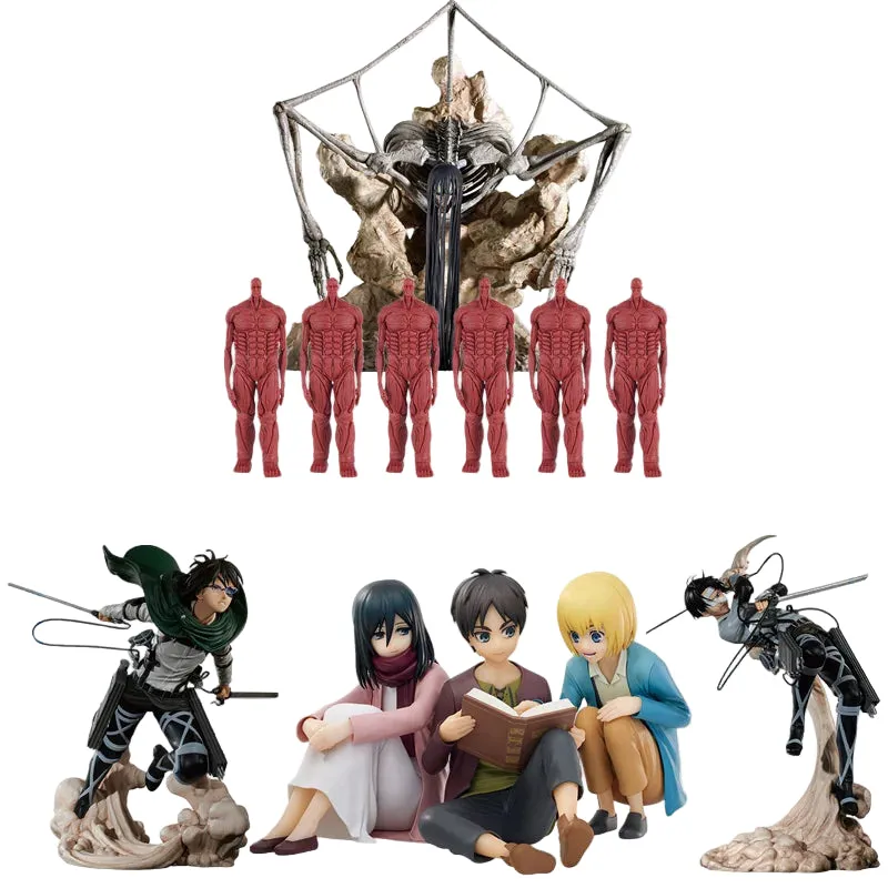 Animeancy Attack on Titan Figures premium PVC collection with six main characters in dynamic display poses