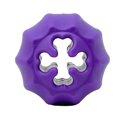 Soda Pup Cross Bones purple synthetic rubber dog chew toy with bully stick holder feature
