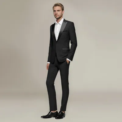Cloudstyle 1103 Series Single-Breasted 2-Piece Tuxedo Suit Black, front view