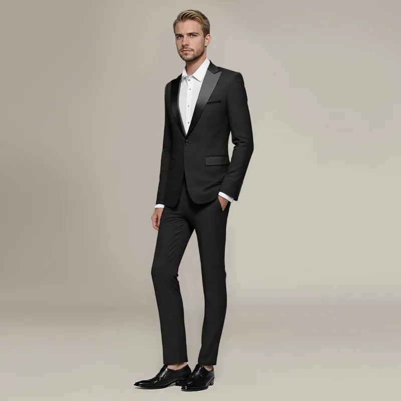Cloudstyle 1103 Series Single-Breasted 2-Piece Tuxedo Suit Black, front view