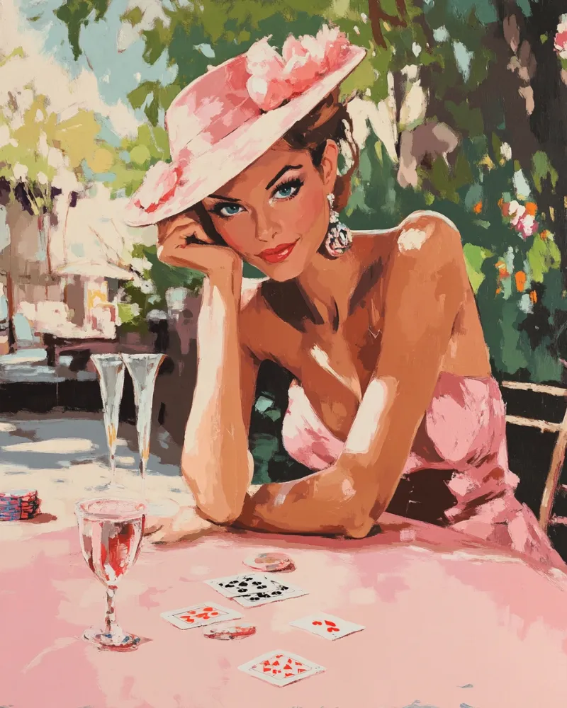 Maikoo Art Beauty and Poker Paint by Numbers kit showing portrait with playing cards