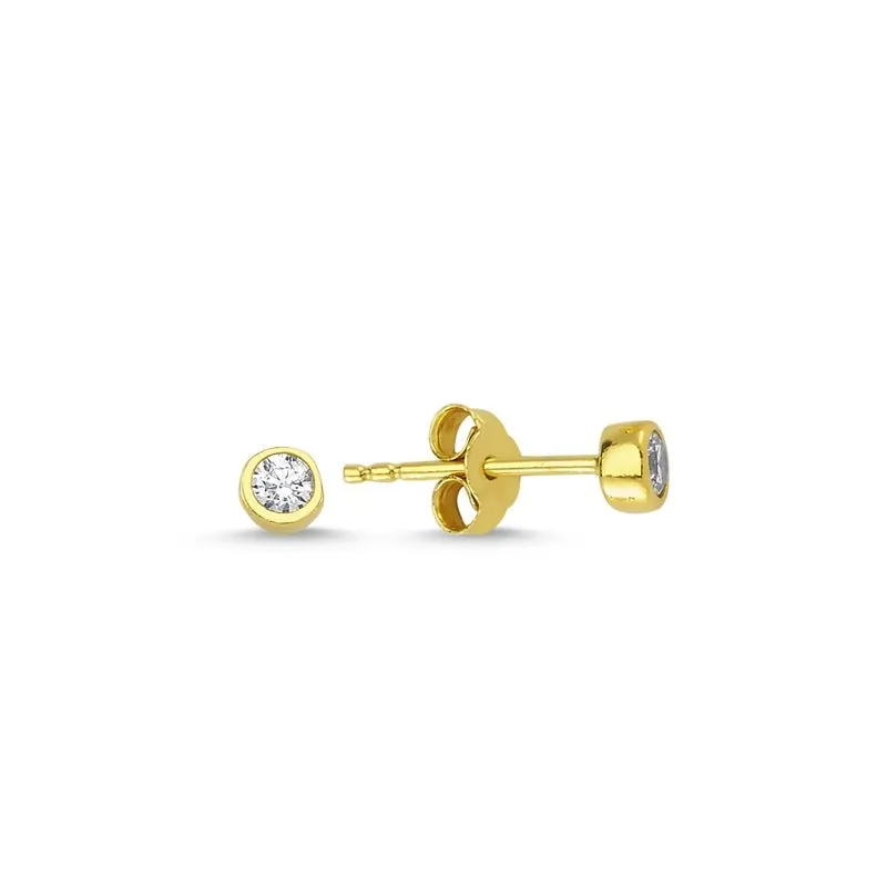 Amorium Jewelry Dainty Trendy Mini Simple Studs Earring with Crystal, showing two delicate stud earrings with single crystal center