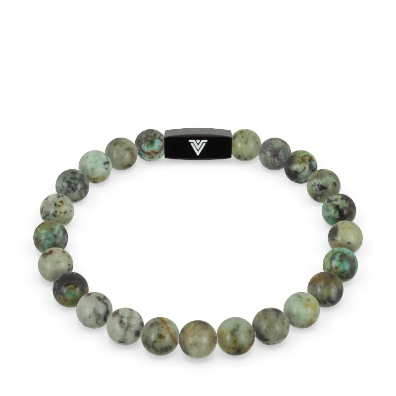 VOLTLIN African Turquoise Stretch Bracelet with turquoise beads on clear elastic cord