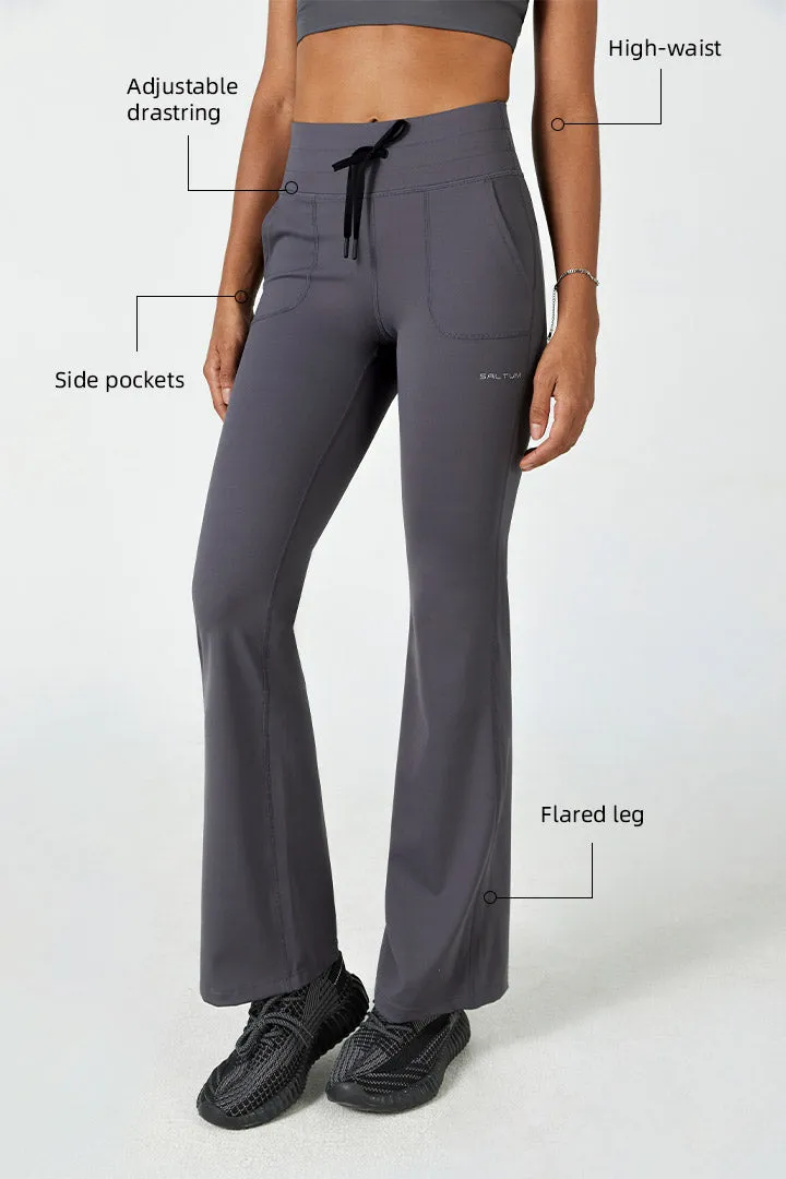 SALTUM HiTense™ Women's High-Rise Flare Legging in charcoal grey with flared hem