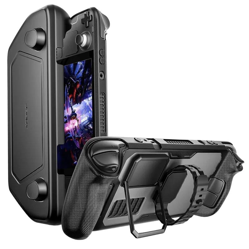 JSAUX ModCase for Steam Deck LCD & OLED with detachable front cover and kickstand