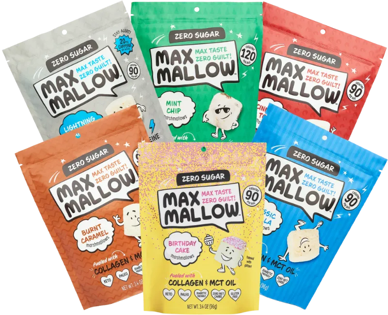 Max Sweets Max Mallow Sugar-Free Marshmallows Variety Bundle 6 Pack bags
