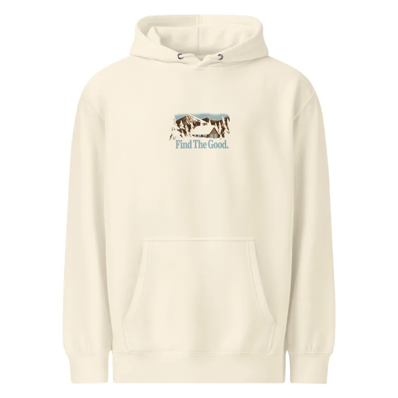 Find The Good Brand Limited Edition Icon 004 Hood Mountain Air with screen printed graphic on heavyweight fleece