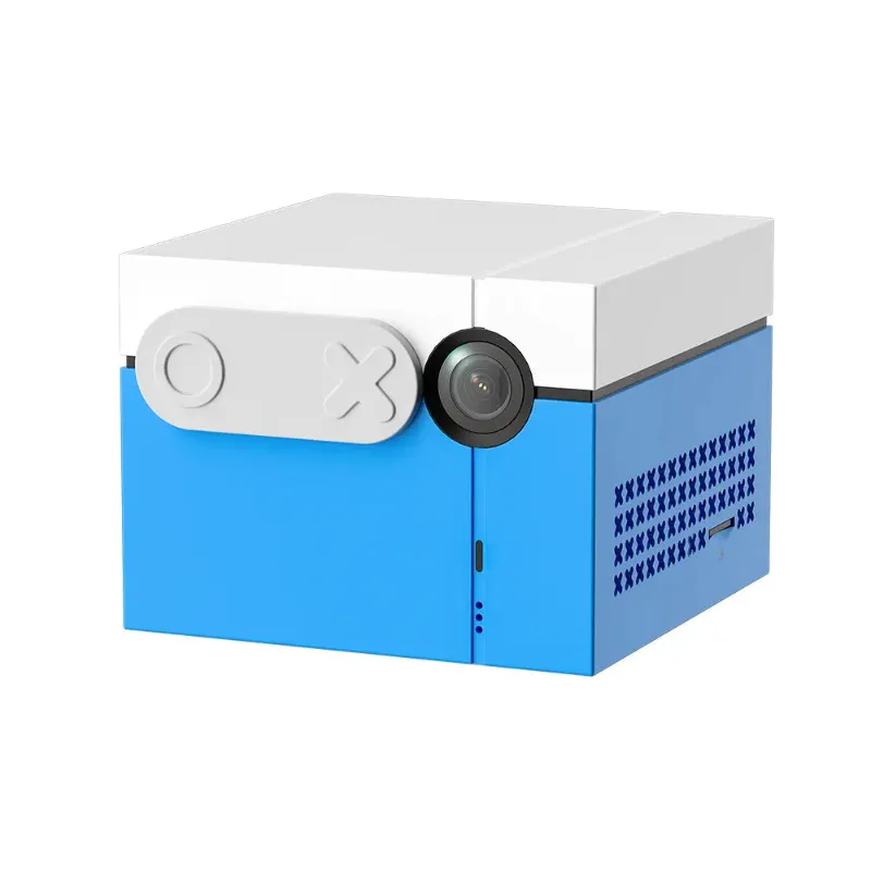 KINHANK MotionX AI Motion Game Console, black device with camera shown with TV connection