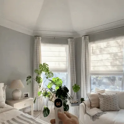 Bringnox Light Filtering 70% Blackout Motorized Roman Shades Essential filtering morning light