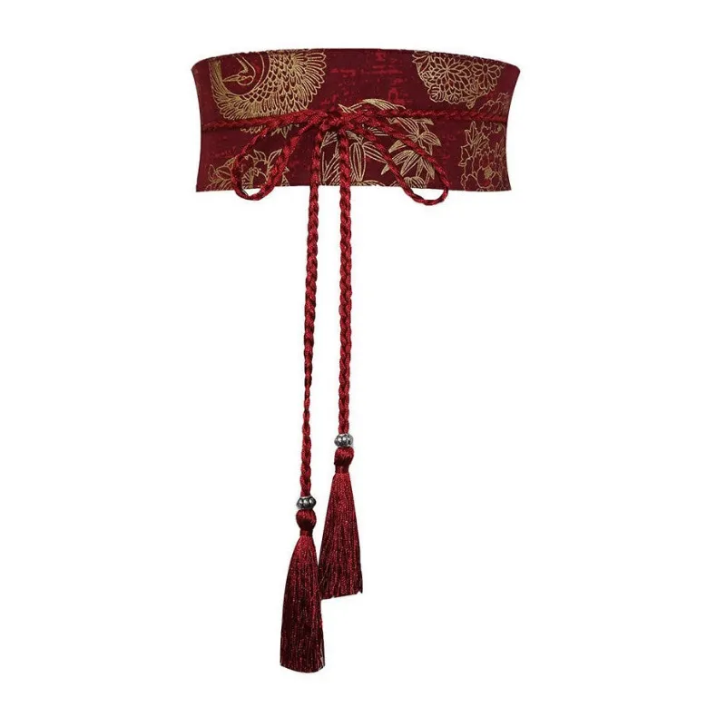 Foxtume Red Crane Kamon Obi Sash
