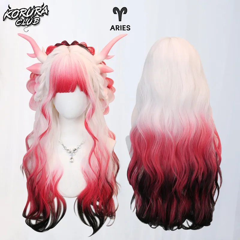 Koruraclub Korura Original Wig #025 Aries Zodiac Wig in red and white synthetic fiber