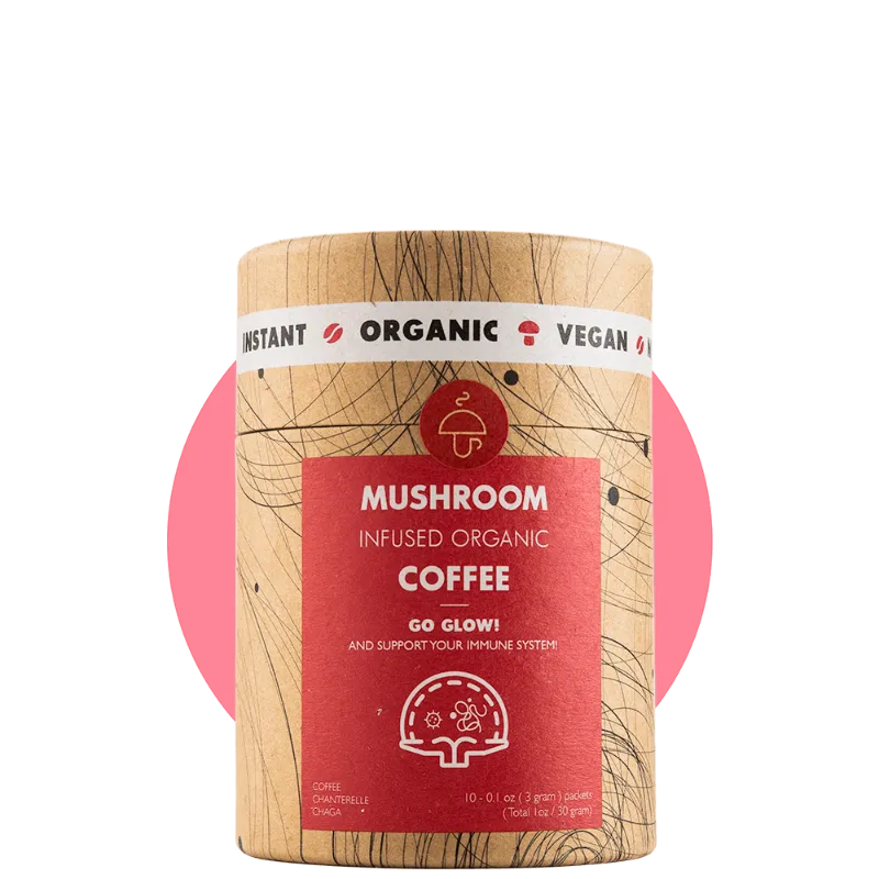 Mushroom Cups Go Glow organic instant coffee with Chaga and Chanterelle product photo