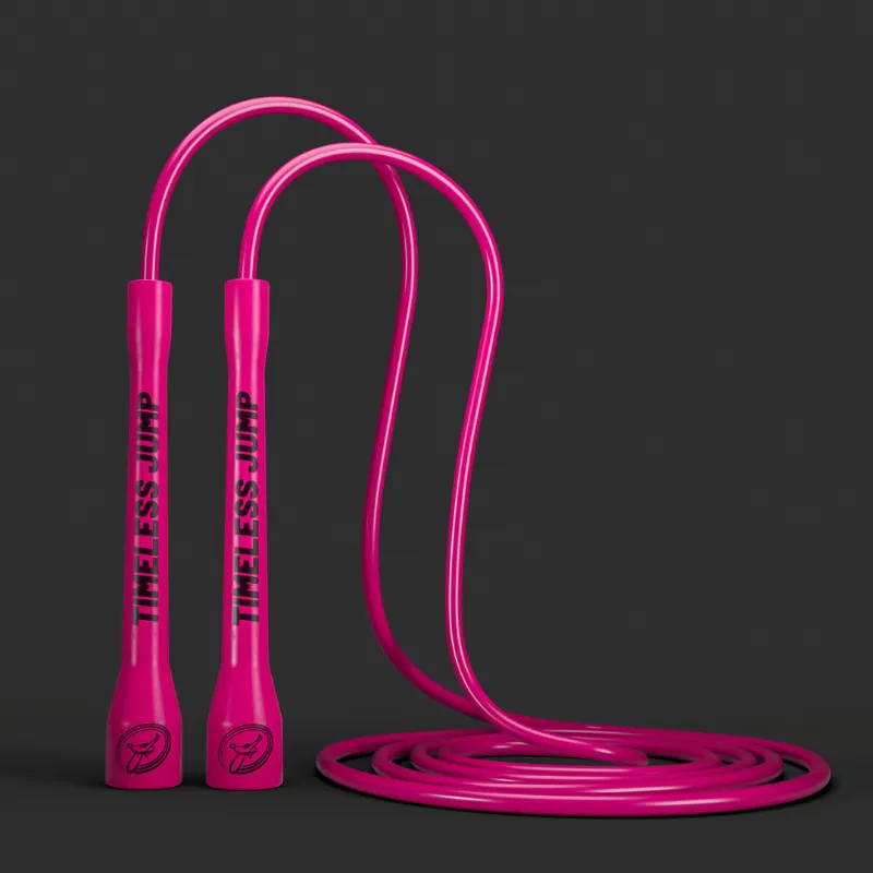 Timeless Jump Rope PVC Candy Pink jump rope with ergonomic handles on white background