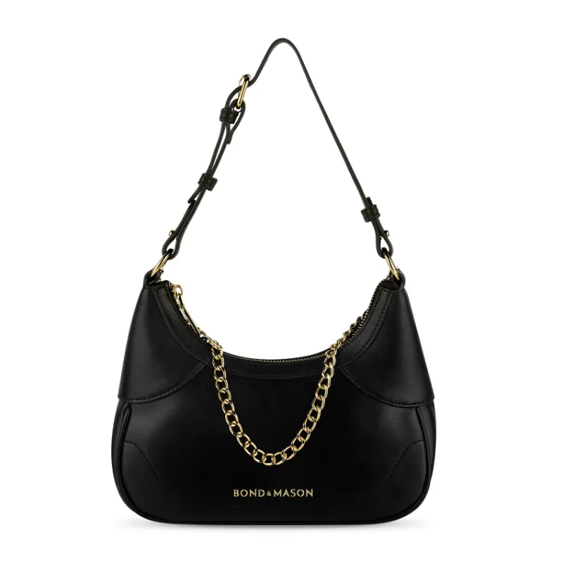 Bond & Mason The Eleanor Handbag showing a vegan leather handbag with gold-tone hardware
