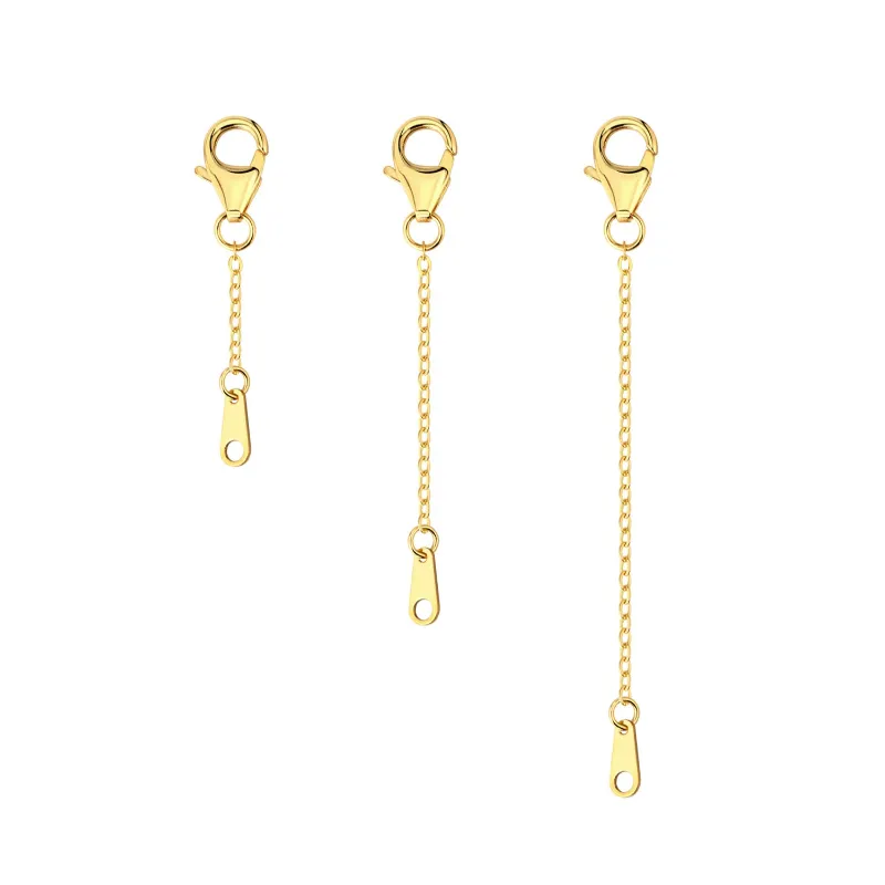 Alexcraft Flat Cross Chain Necklace Extender Set with teardrop jump ring and lobster clasp in three lengths