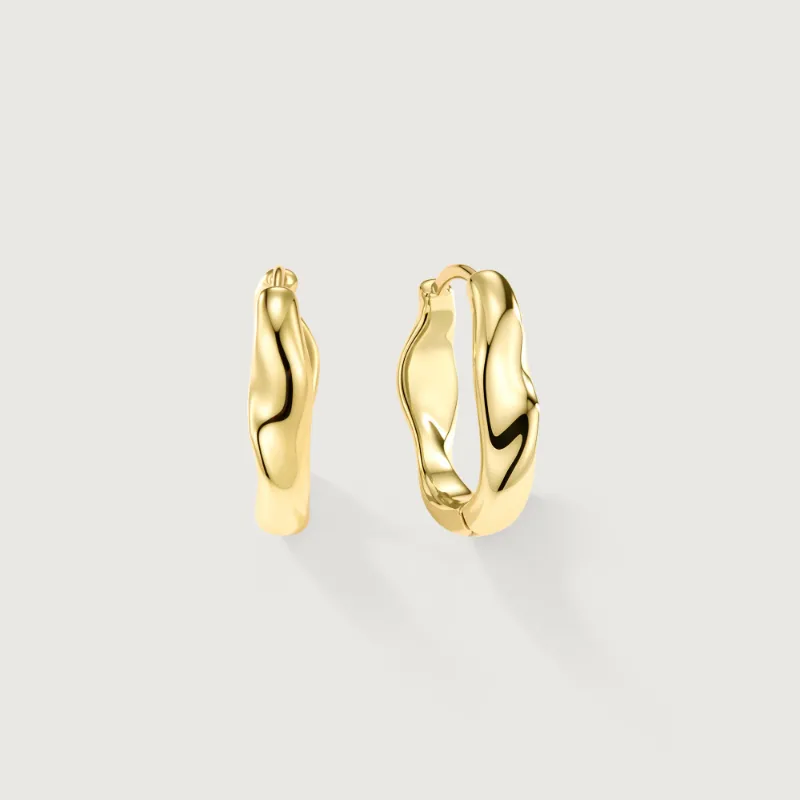 Alexcraft Flowline Sculpted Fluid Hoop Earrings with tapered polished curve and dimensional design
