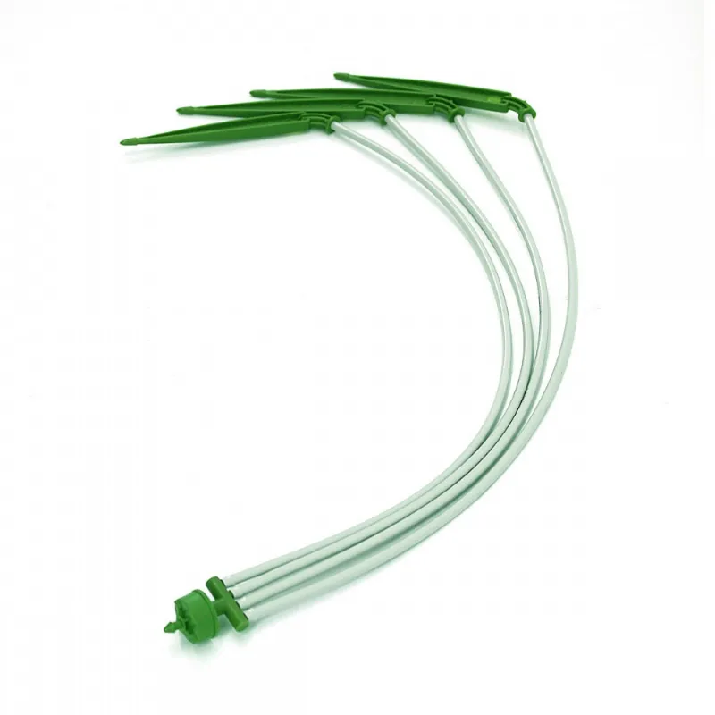 Mass Hydroponics 4-Way Parallel Micro Dripper Stake Assembly with parallel splitter and micro tubes