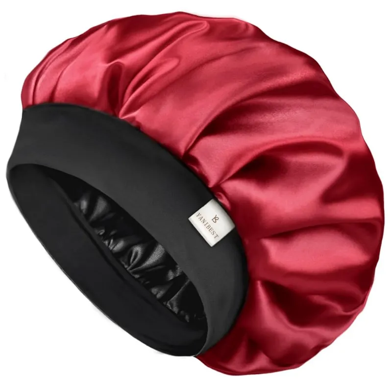 Yanibest Silk Butter Satin Bonnet Wide Band shown in wine red